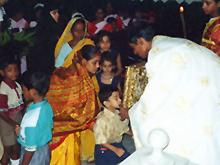 Orthodox mission priest in India presenting the Gospel