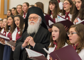 Archbishop Anastasios and the children's choir on Christmas, 2019