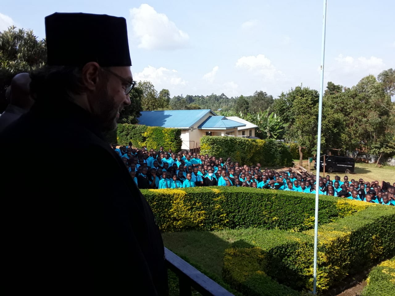 Bishop MARKOS watching the youth parade.