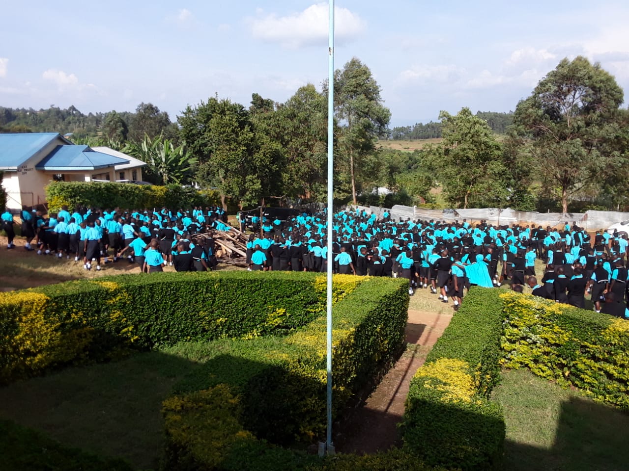 Students heading to the site of the blessing