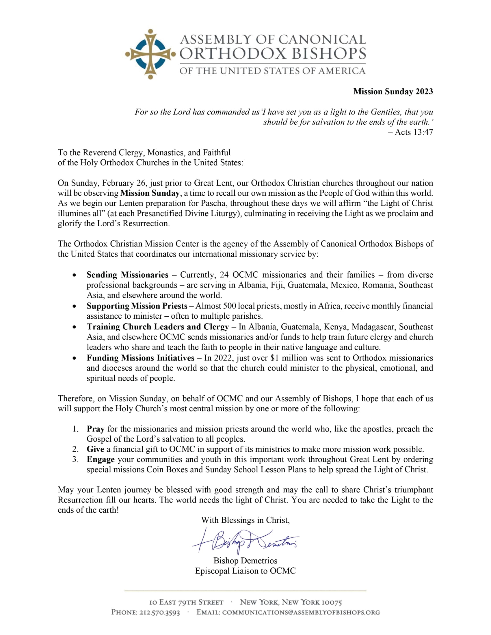 2023 Mission Sunday Encyclical